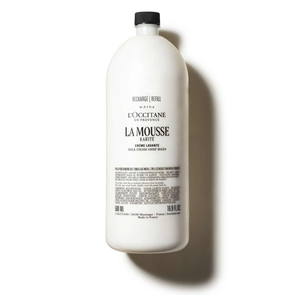 Recarga de Espuma de Limpeza para Mãos e Corpo Karité 500ml - L'Occitane en Provence